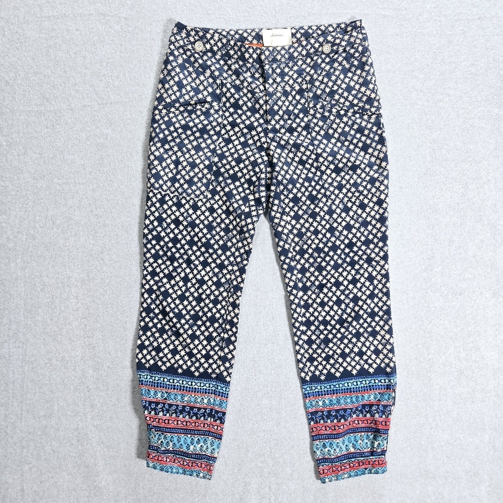 Elevenses Pants‎ Anthropologie Size US 2 UK 6 WOmens Button Leg Pockets Floral